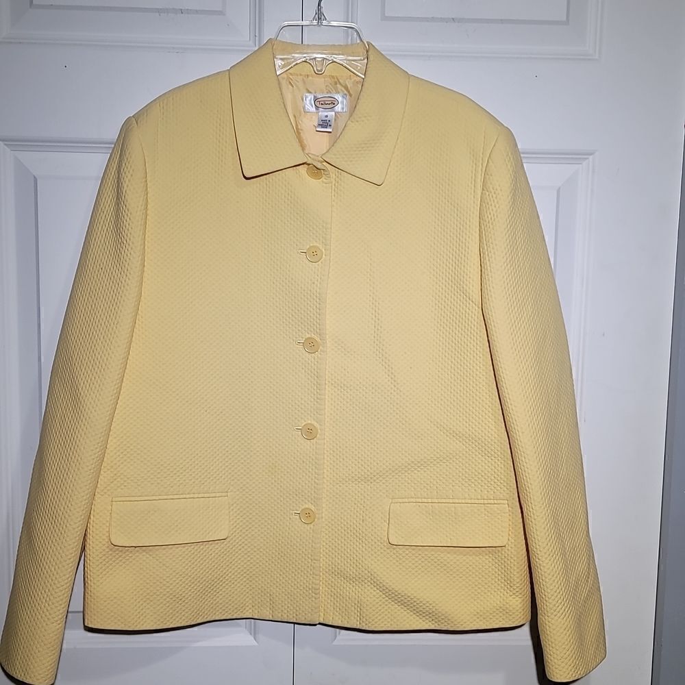 Talbots Vintage Women's Plus Size Cotton Yellow Blazer Jacket
